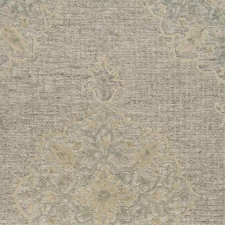 HomeRoots 9 X 12 Blue Wool Hand Tufted Floral Medallion Rug Artisan Crafted for Living Rooms 395928