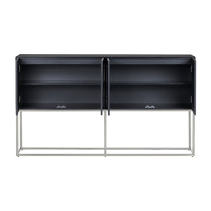 Crestview Collection Transitional Modern Tv Stand With Stylish Storage, Adjustable Shelves, And Elegant Iron Base Design Black Mdf Cvfzr6197