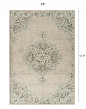HomeRoots 8' Ivory Handmade Wool Area Rug - Timeless Elegance and Cozy Comfort for Any Living Space 8' X 10' 395930