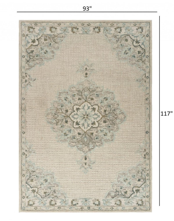 HomeRoots 8' Ivory Handmade Wool Area Rug - Timeless Elegance and Cozy Comfort for Any Living Space 8' X 10' 395930