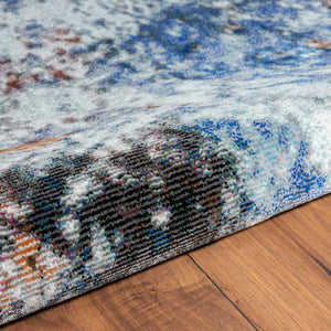 HomeRoots 5' Blue and White Abstract Ocean Area Rug - Modern Coastal Design for Stylish Interiors and Comfort 5' X 8' 395932