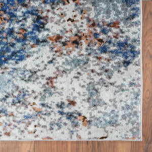 HomeRoots 5' Blue and White Abstract Ocean Area Rug - Modern Coastal Design for Stylish Interiors and Comfort 5' X 8' 395932