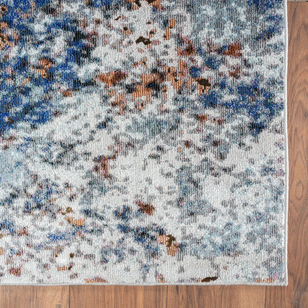 HomeRoots 5' Blue and White Abstract Ocean Area Rug - Modern Coastal Design for Stylish Interiors and Comfort 5' X 8' 395932