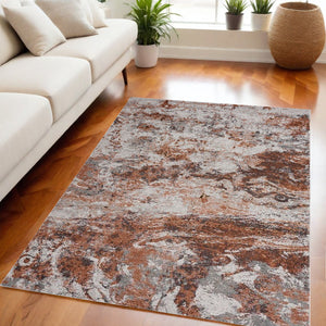 Homeroots 5' X 8' Brown And White Abstract Earth Area Rug  Polypropylene 395938