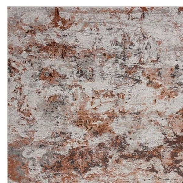 HomeRoots 5' Brown and White Abstract Earth Area Rug – Modern Artistry, Durable, Stain-Resistant Design for Any Room 5' x 8' 395938