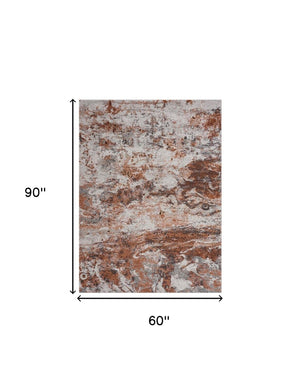 Homeroots 5' X 8' Brown And White Abstract Earth Area Rug  Polypropylene 395938