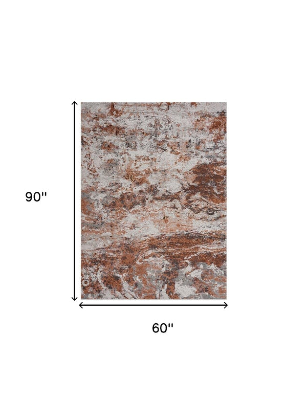 Homeroots 5' X 8' Brown And White Abstract Earth Area Rug  Polypropylene 395938
