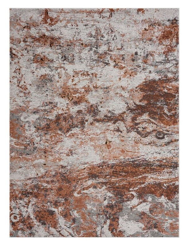 HomeRoots 5' Brown and White Abstract Earth Area Rug – Modern Artistry, Durable, Stain-Resistant Design for Any Room 5' x 8' 395938