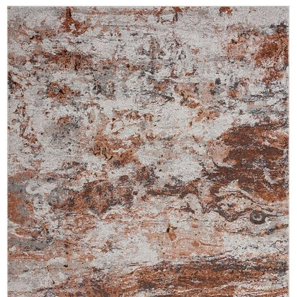 HomeRoots 5' Brown and White Abstract Earth Area Rug – Modern Artistry, Durable, Stain-Resistant Design for Any Room 5' x 8' 395938