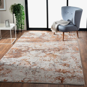 HomeRoots 5' Brown and White Abstract Earth Area Rug – Modern Artistry, Durable, Stain-Resistant Design for Any Room 5' x 8' 395938