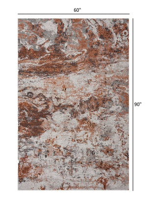 HomeRoots 5' Brown and White Abstract Earth Area Rug – Modern Artistry, Durable, Stain-Resistant Design for Any Room 5' x 8' 395938