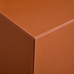 English Elm Modern Saddle Leather Upholstered Side Table Compact Mdf Frame for Living Room Orange W2085P400865