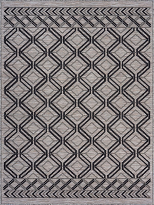 Homeroots 5' X 7' Black And Tan Indoor Outdoor Area Rug  Polypropylene 395973