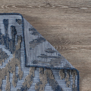 Homeroots 8' X 10' Blue And Yellow Indoor Outdoor Area Rug  Polypropylene 395976