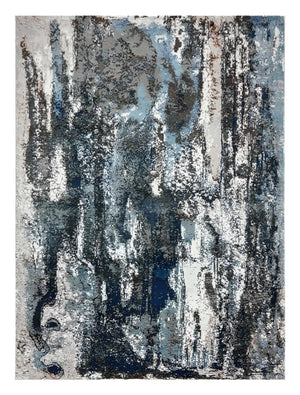 HomeRoots 5' Shades of Blue and Gray Abstract Marble Area Rug – Modern Design for Any Space, Easy Care & Style 5' X 8' 395987