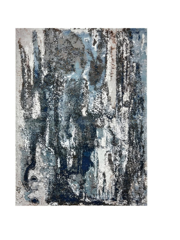 HomeRoots 8' Abstract Marble Area Rug in Soothing Blue and Gray Striations - Modern, Durable, and Stylish Focal Point 8' X 10' 395988
