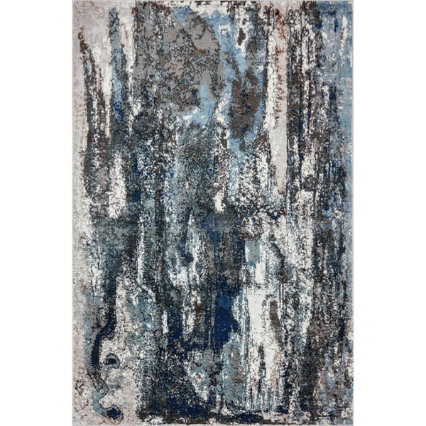 HomeRoots 8' Abstract Marble Area Rug in Soothing Blue and Gray Striations - Modern, Durable, and Stylish Focal Point 8' X 10' 395988