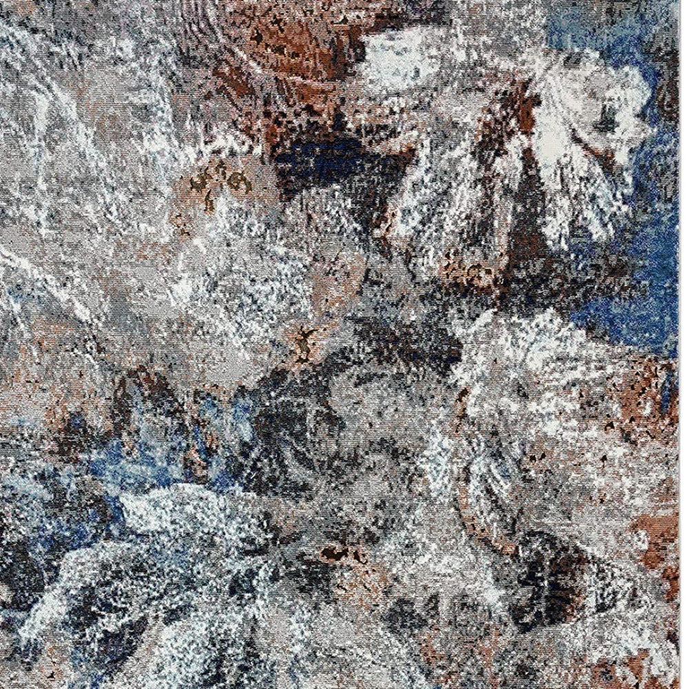 HomeRoots 5' Gray Abstract Foliage Area Rug - Modern Artistry, Durable Design, and Comfortable Low-Pile Surface 5' X 8' 395989