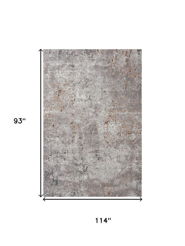 HomeRoots 8' Modern Abstract Area Rug in Light Gray with Bronze-Gold Accents for Sophisticated Interiors 8' X 10' 395992
