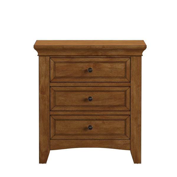 Arlene Rubberwood Nightstand with 3 Drawers and Built-in Usb Charging Ports
