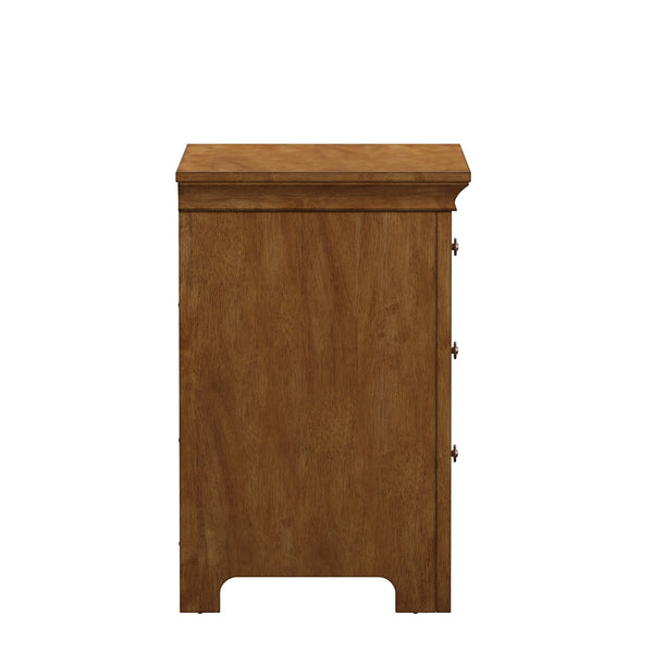 Arlene Rubberwood Nightstand with 3 Drawers and Built-in Usb Charging Ports
