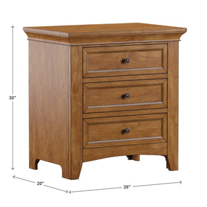 Arlene Rubberwood Nightstand with 3 Drawers and Built-in Usb Charging Ports