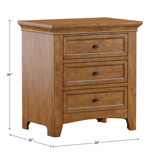 Arlene Rubberwood Nightstand with 3 Drawers and Built-in Usb Charging Ports