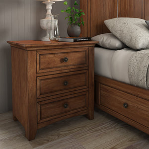 Arlene Rubberwood Nightstand with 3 Drawers and Built-in Usb Charging Ports