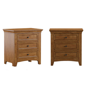 Arlene Rubberwood Nightstand with 3 Drawers and Built-in Usb Charging Ports