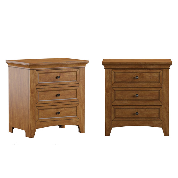 Arlene Rubberwood Nightstand with 3 Drawers and Built-in Usb Charging Ports