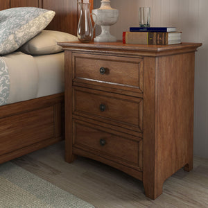 Arlene Rubberwood Nightstand with 3 Drawers and Built-in Usb Charging Ports