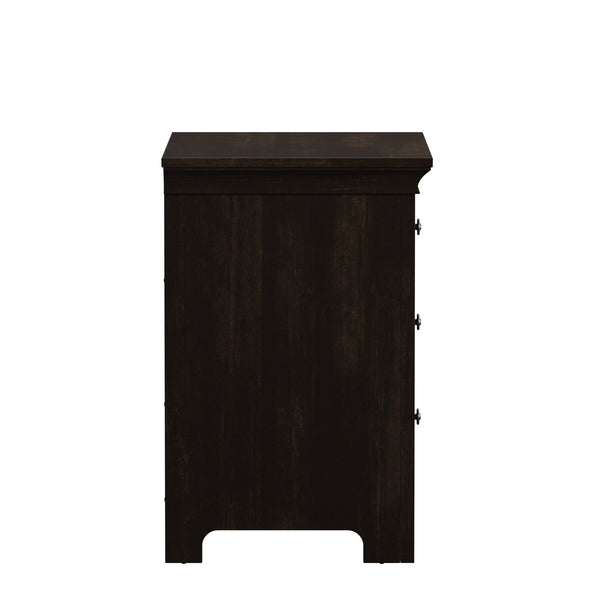 Arlene Rubberwood Nightstand with 3 Drawers and Built-in Usb Charging Ports