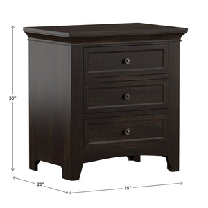 Arlene Rubberwood Nightstand with 3 Drawers and Built-in Usb Charging Ports