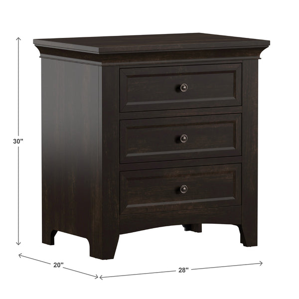 Arlene Rubberwood Nightstand with 3 Drawers and Built-in Usb Charging Ports