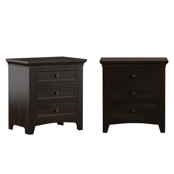 Arlene Rubberwood Nightstand with 3 Drawers and Built-in Usb Charging Ports