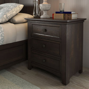 Arlene Rubberwood Nightstand with 3 Drawers and Built-in Usb Charging Ports