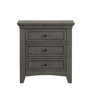 Arlene Rubberwood Nightstand with 3 Drawers and Built-in Usb Charging Ports