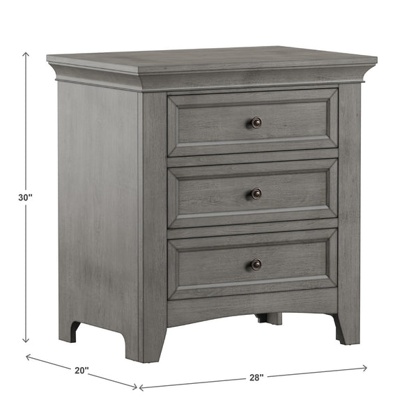 Arlene Rubberwood Nightstand with 3 Drawers and Built-in Usb Charging Ports