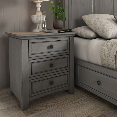 Arlene Rubberwood Nightstand with 3 Drawers and Built-in Usb Charging Ports
