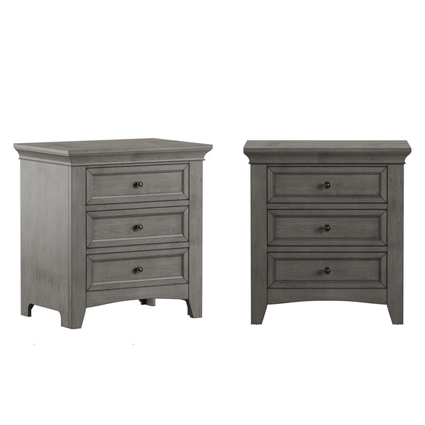 Arlene Rubberwood Nightstand with 3 Drawers and Built-in Usb Charging Ports