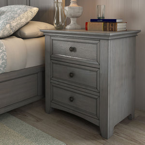 Arlene Rubberwood Nightstand with 3 Drawers and Built-in Usb Charging Ports