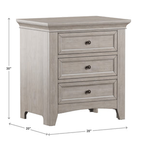 Arlene Rubberwood Nightstand with 3 Drawers and Built-in Usb Charging Ports