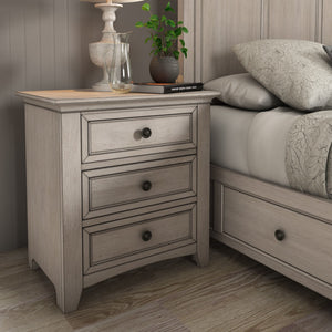 Arlene Rubberwood Nightstand with 3 Drawers and Built-in Usb Charging Ports