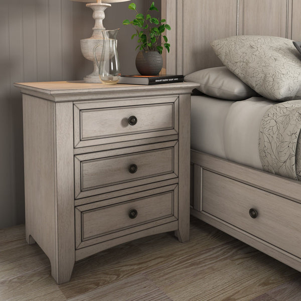 Arlene Rubberwood Nightstand with 3 Drawers and Built-in Usb Charging Ports