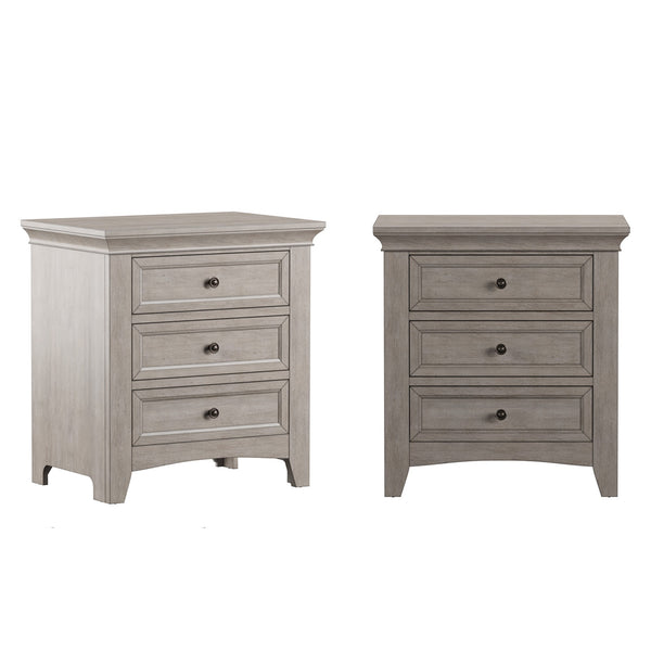 Arlene Rubberwood Nightstand with 3 Drawers and Built-in Usb Charging Ports