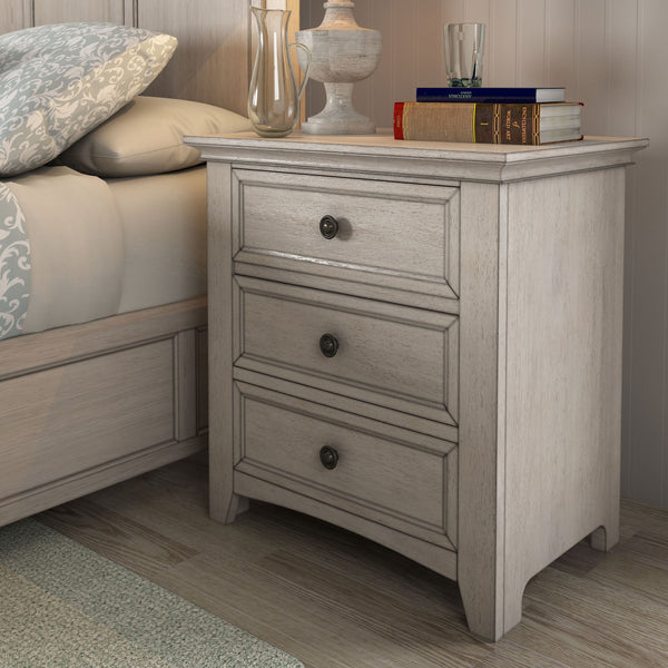 Arlene Rubberwood Nightstand with 3 Drawers and Built-in Usb Charging Ports