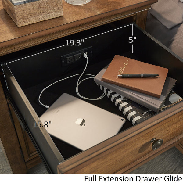 Arlene Nightstand with Drawer Cabinet and Built-in Usb Charging Ports for Bedroom