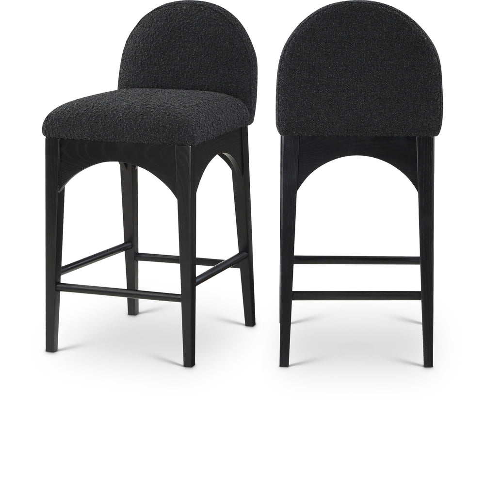 Waldorf Black Boucle Fabric Stool 395Black-C Meridian Furniture