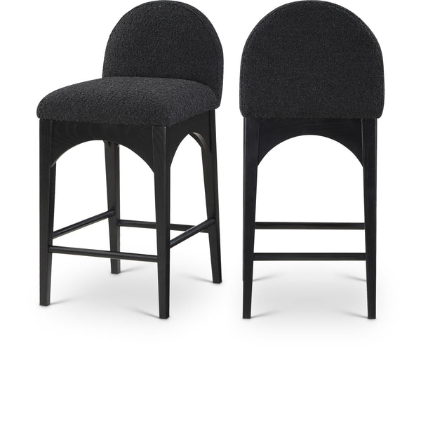 Waldorf Black Boucle Fabric Stool 395Black-C Meridian Furniture
