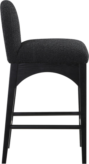 Waldorf Black Boucle Fabric Stool 395Black-C Meridian Furniture